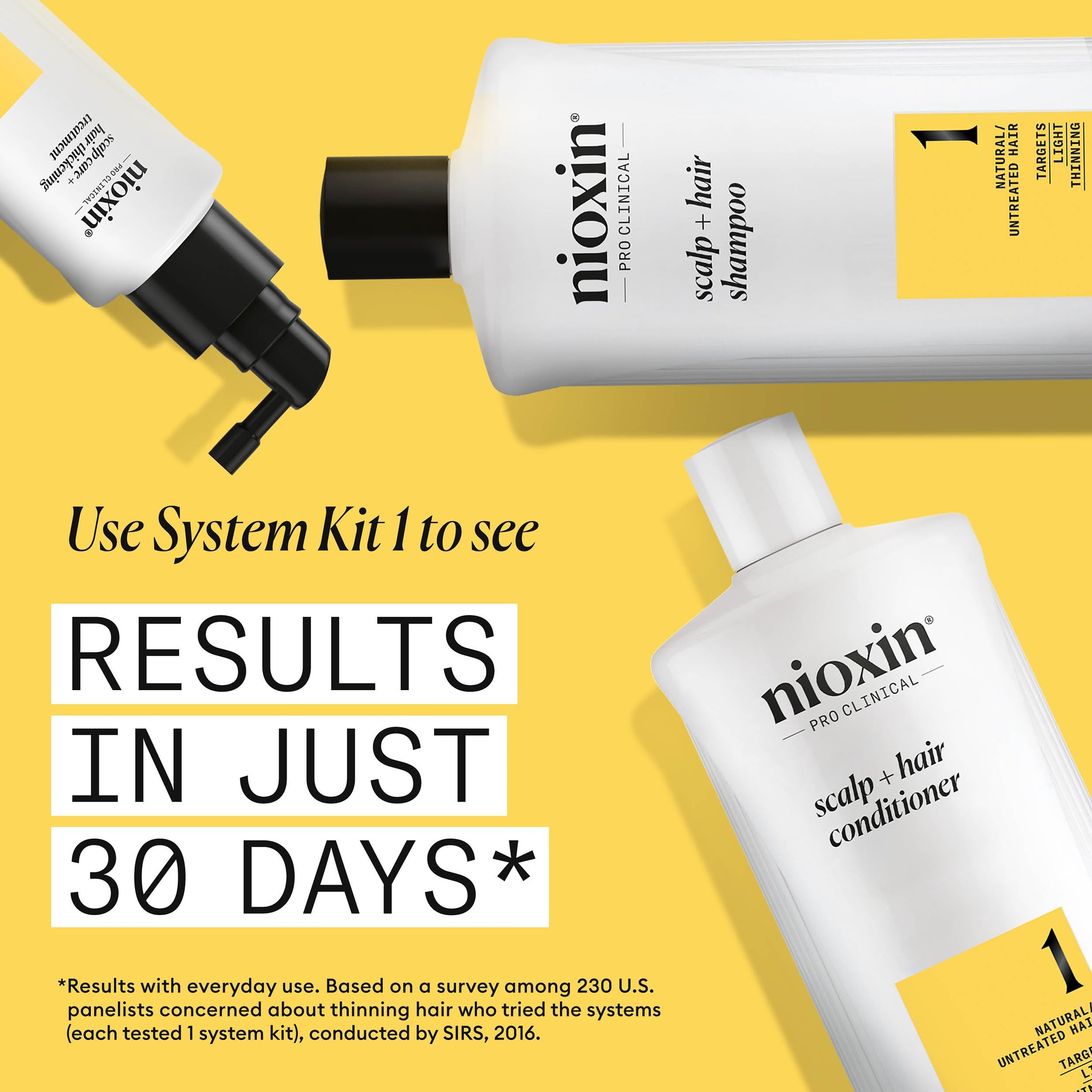 NIOXIN champú junto a acondicionador del System 1 para rutina completa