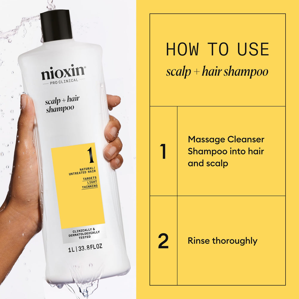 NIOXIN comparación de tamaño para apreciar volumen y duración del producto
