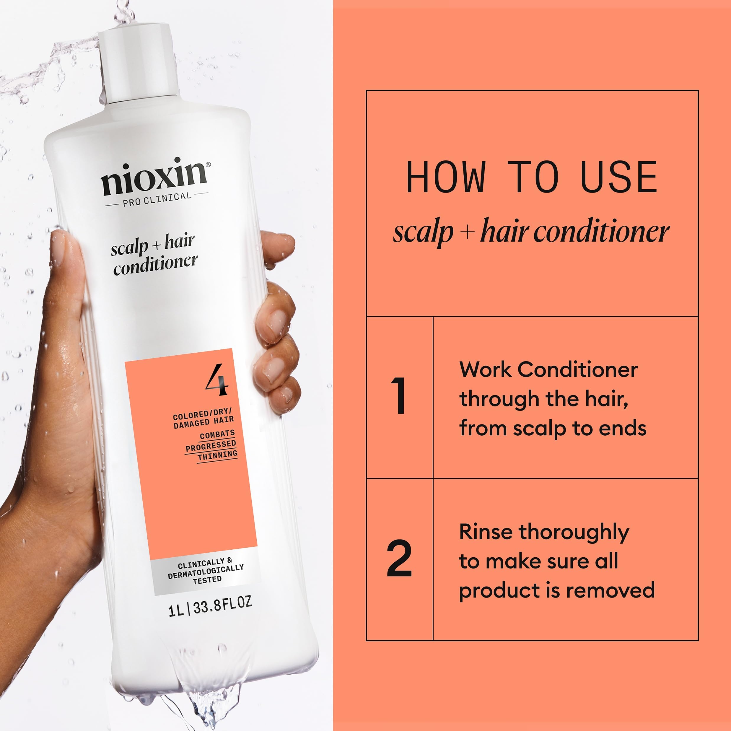 NIOXIN before and after hair comparison illustrating fuller, thicker-looking results