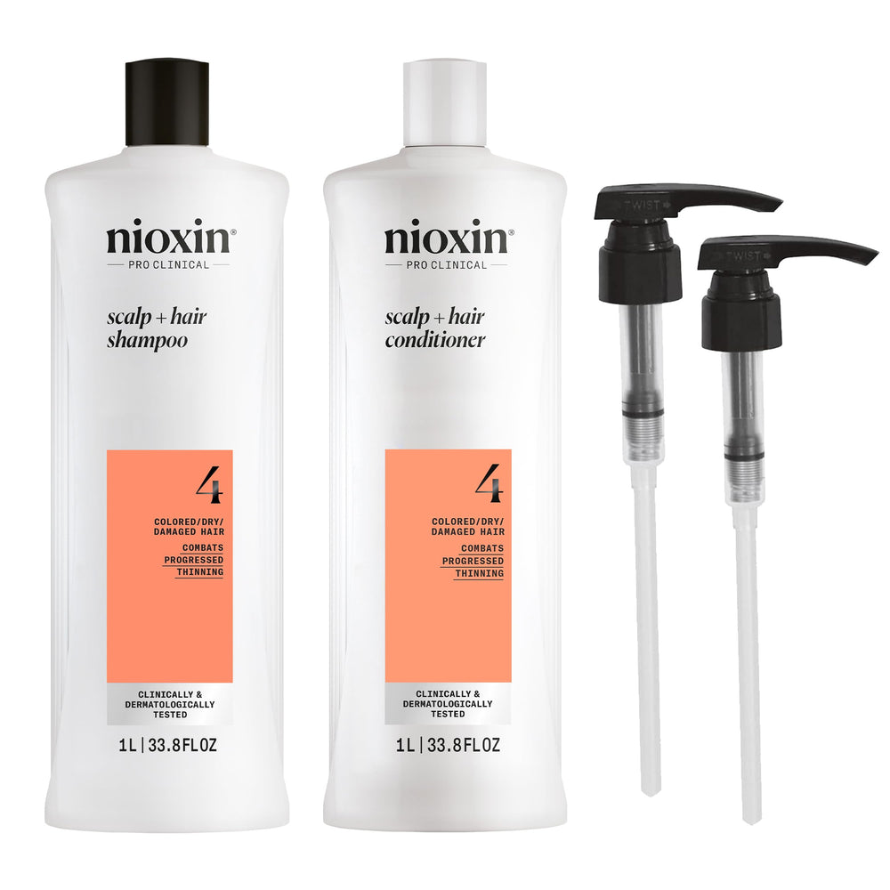 NIOXIN front packaging showing liter shampoo and conditioner, convenient for daily use