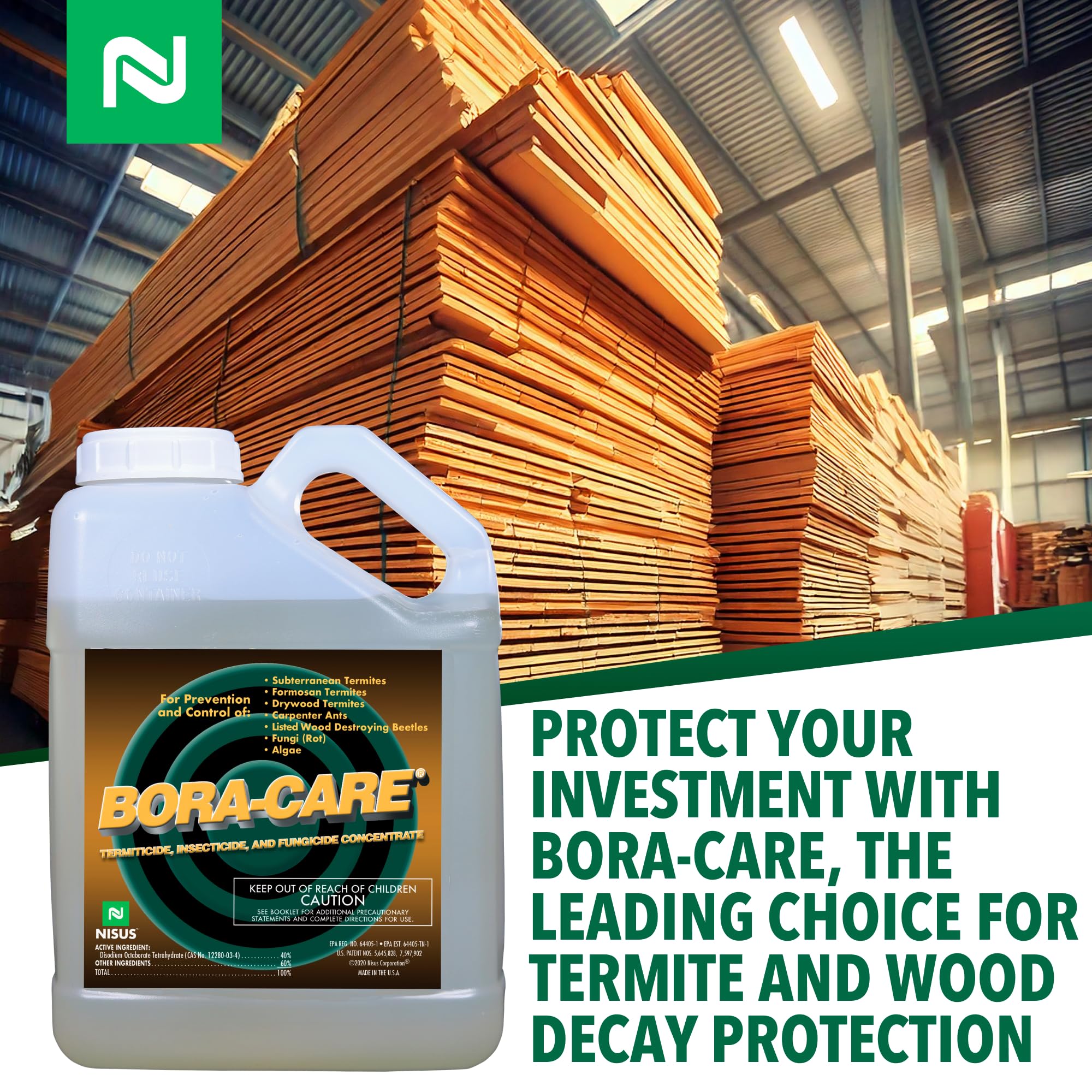 Nisus Bora-Care aplicado en viga de madera durante construcción para prevenir termitas