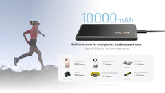 Nitecore NB Plus comparación de tamaño junto a un teléfono muestra portabilidad