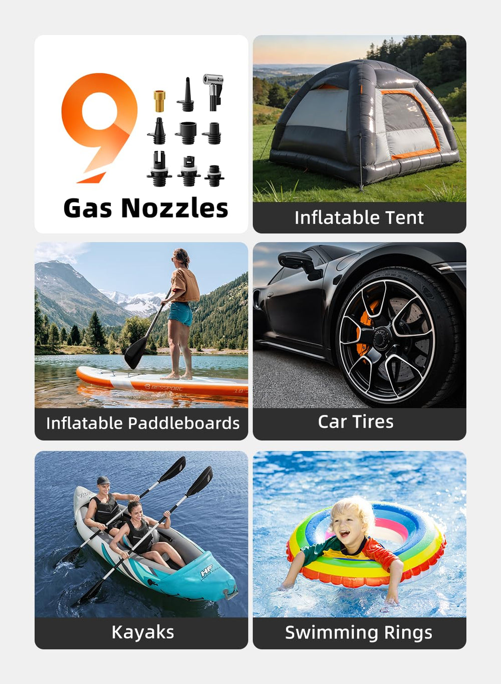 NIUFAZU boquillas adaptadoras, múltiples usos para neumáticos y kayaks