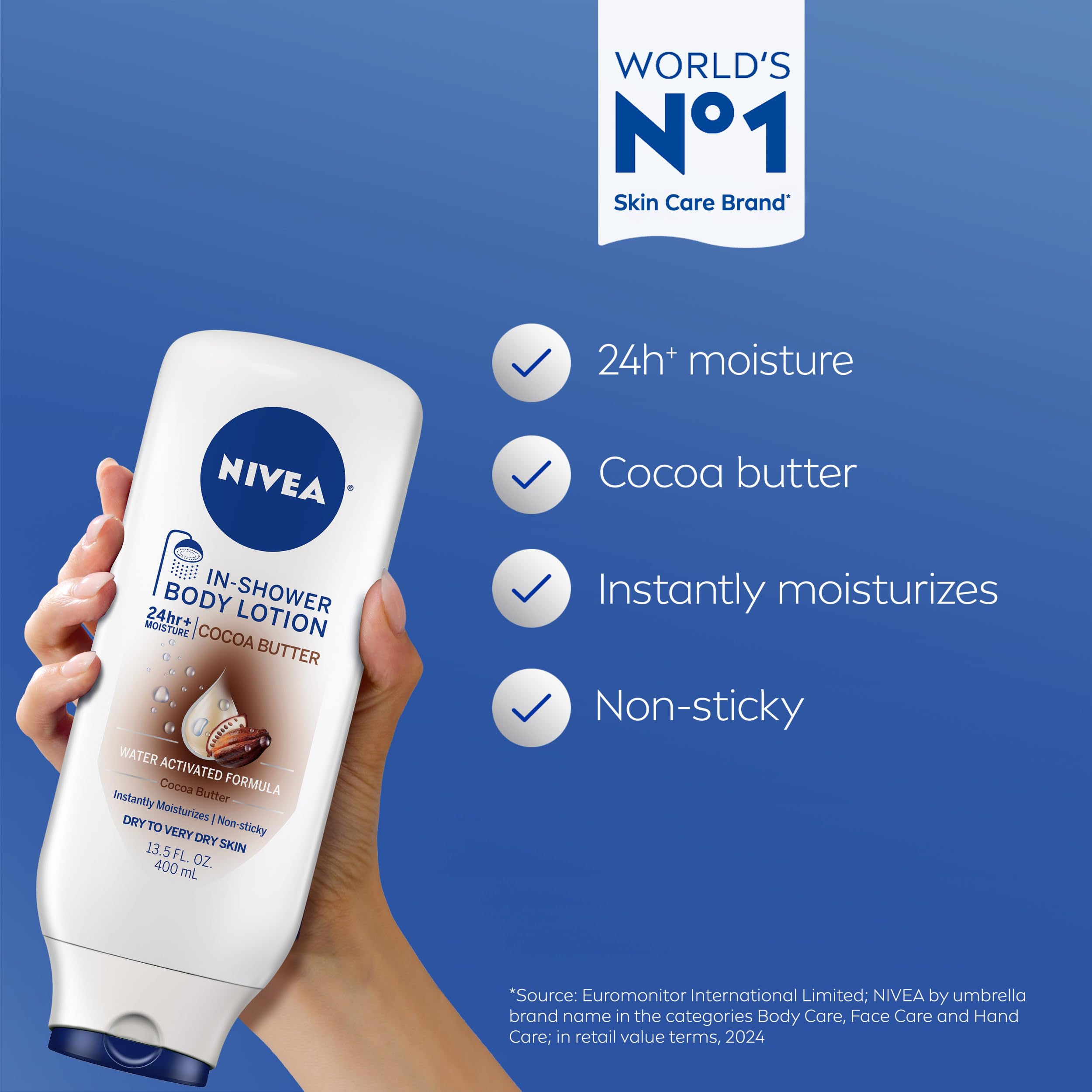 NIVEA textura cremosa de la loción con manteca de cacao para suavizar