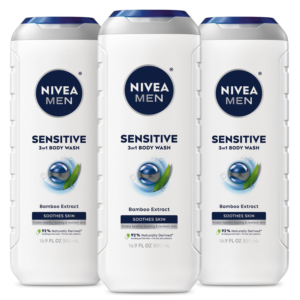 NIVEA MEN envase frontal mostrando volumen y diseño, práctico y sustentable