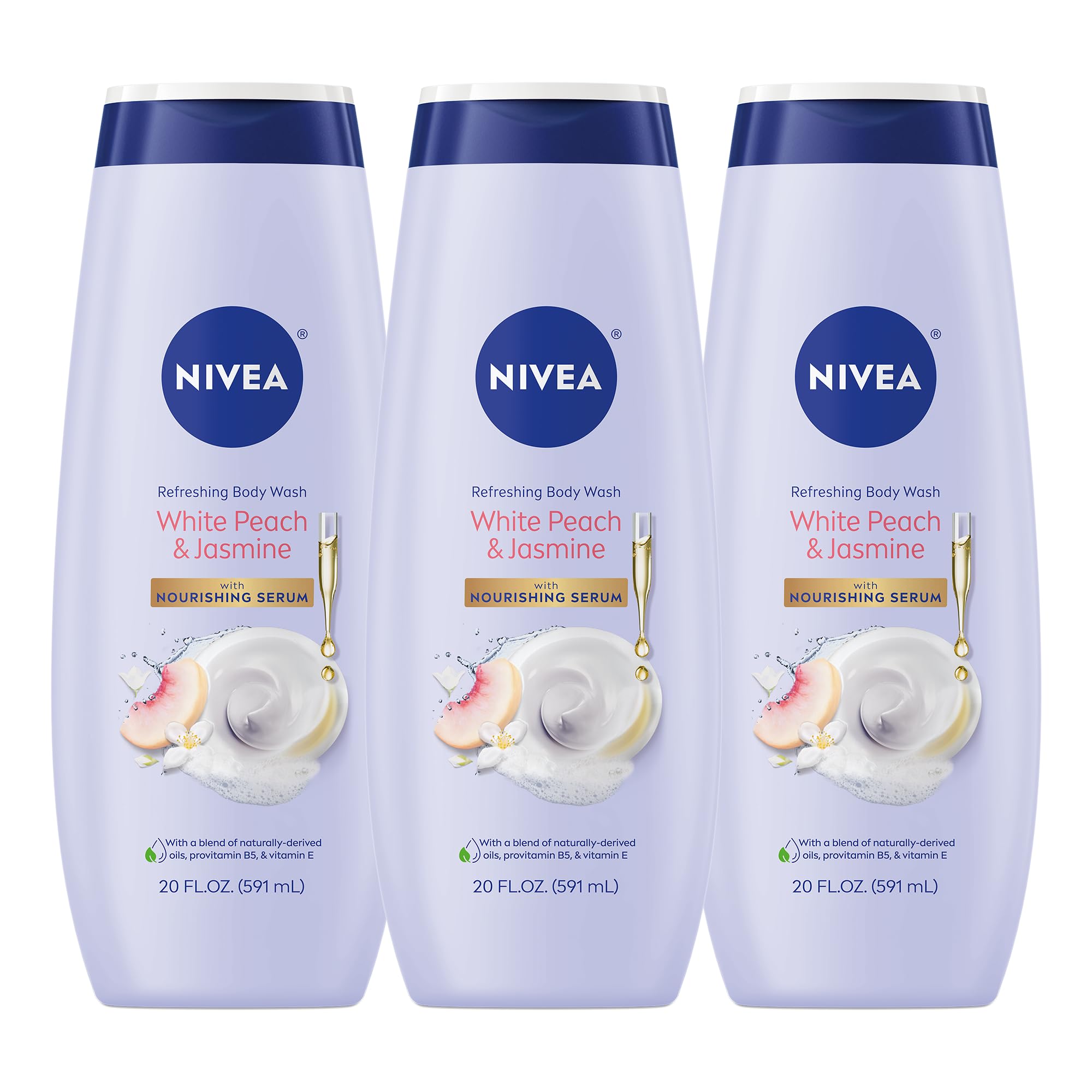 NIVEA pack frontal con tres botellas mostrando ahorro y fragancia