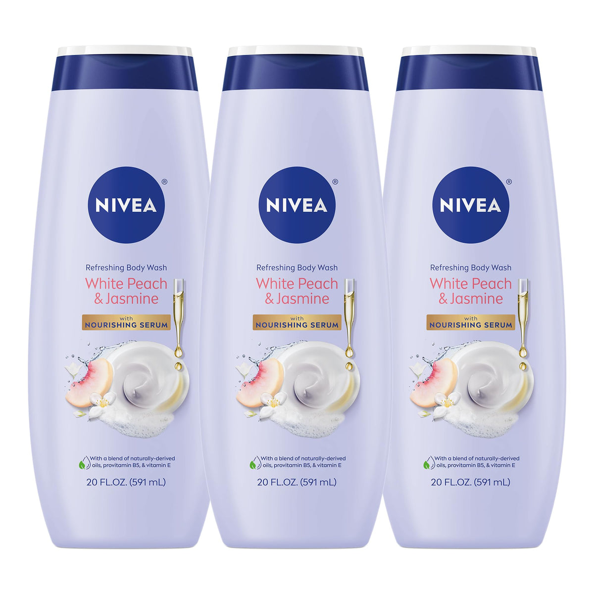 NIVEA pack frontal con tres botellas mostrando ahorro y fragancia