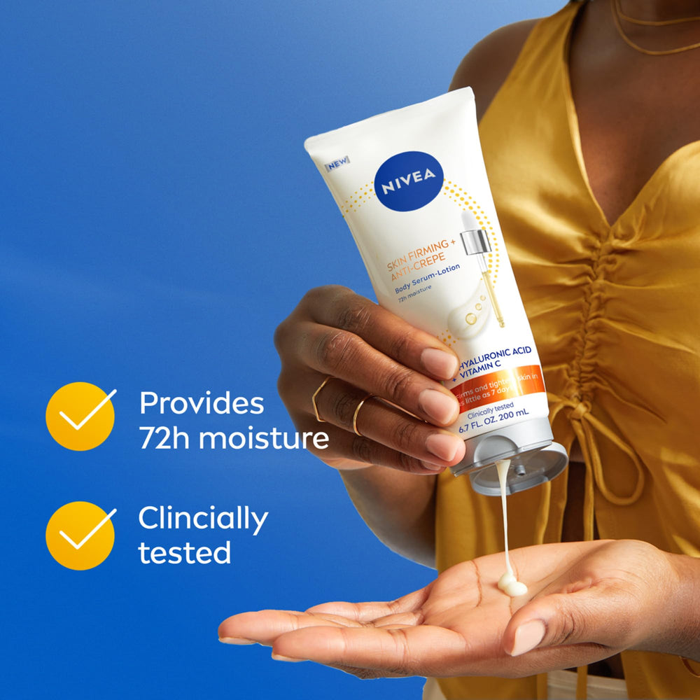 NIVEA tubo apoyado sobre fondo natural, transmite uso diario y cuidado corporal