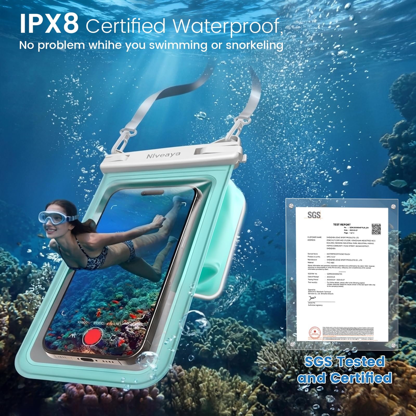 Niveaya material transparente de la funda para fotografías nítidas