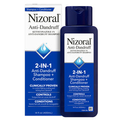 Nizoral botella frontal mostrando etiqueta y beneficio control de caspa