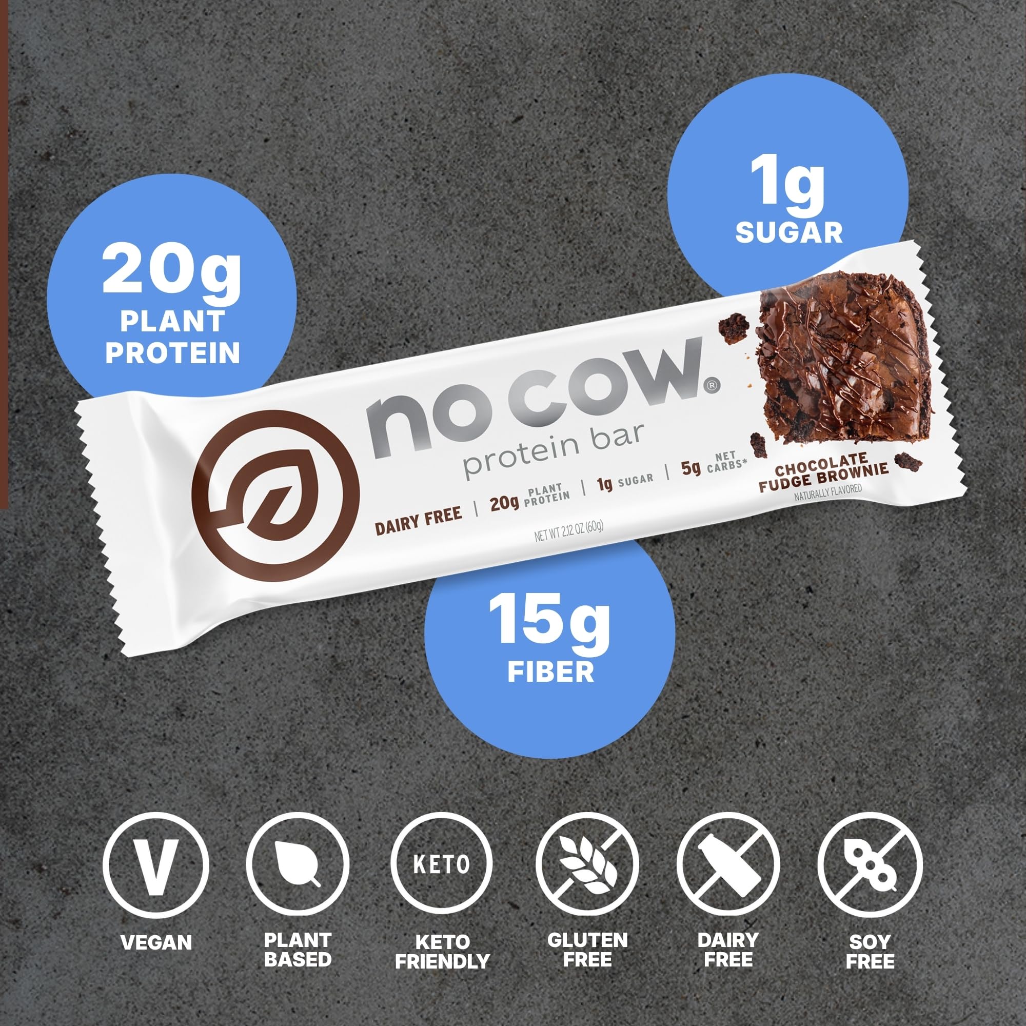 No Cow primer plano de la textura interior con proteína visible y atractivo