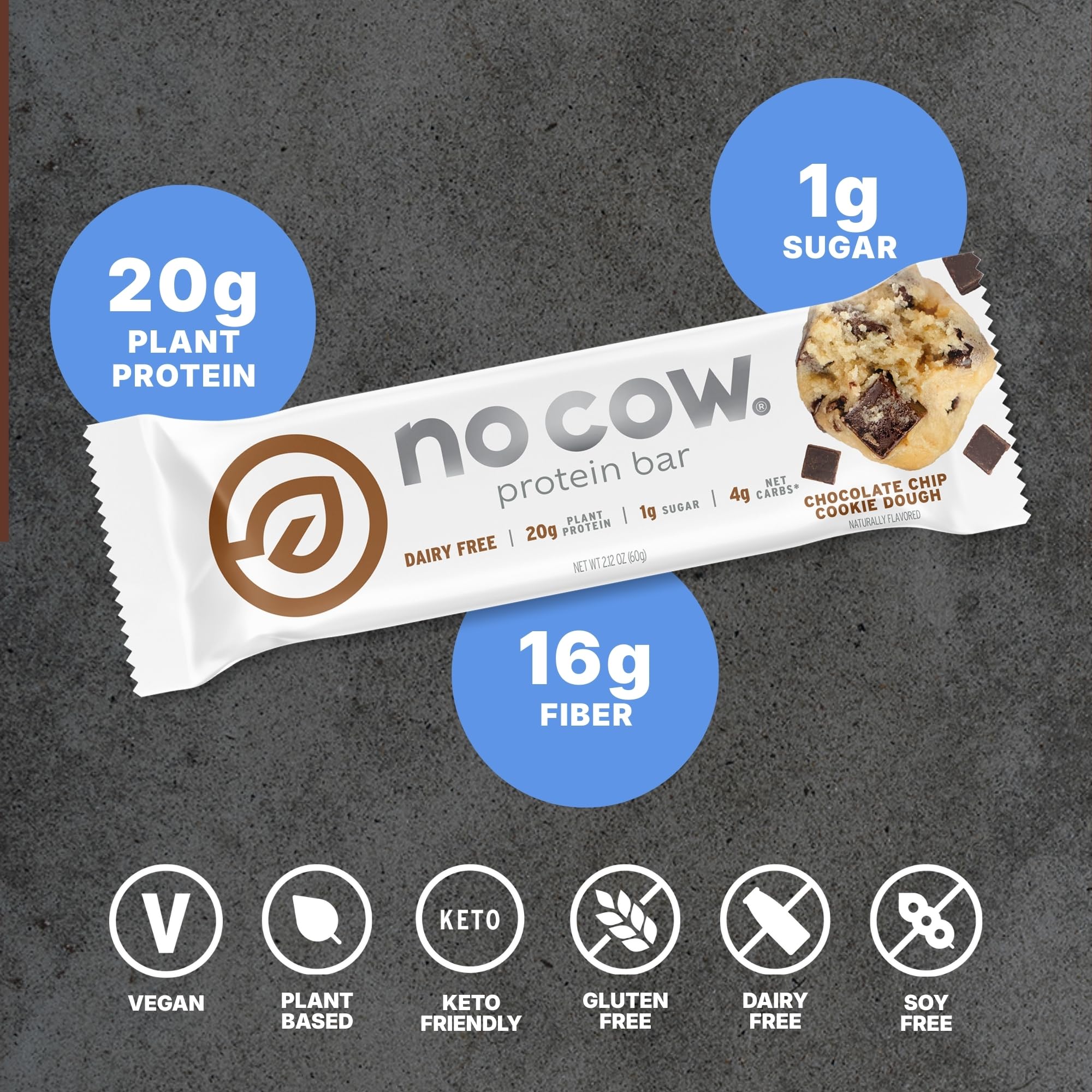 No Cow primer plano chispas de chocolate realzando sabor y textura