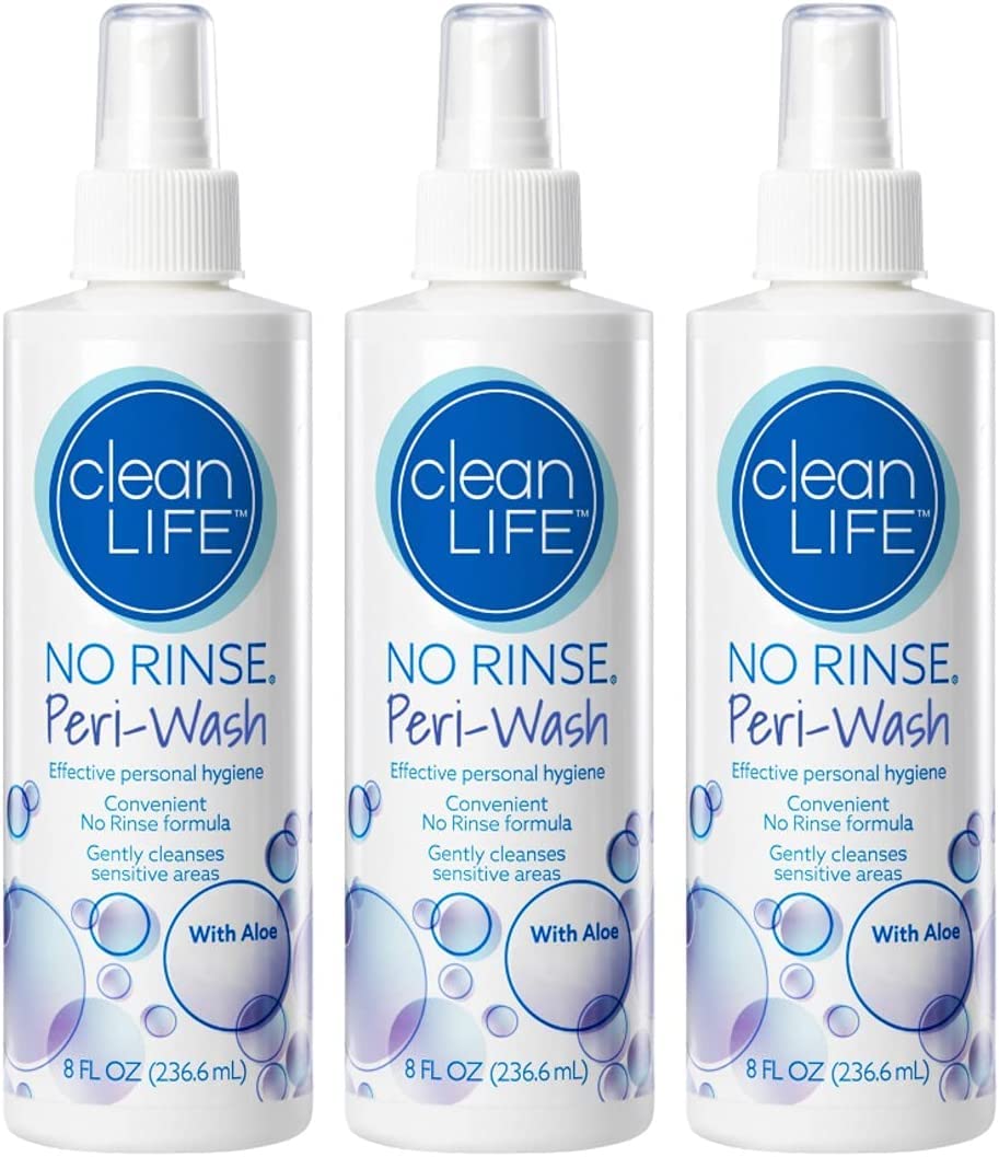 No-Rinse frente del pack de 3 frascos mostrando etiqueta y tamaño, uso práctico