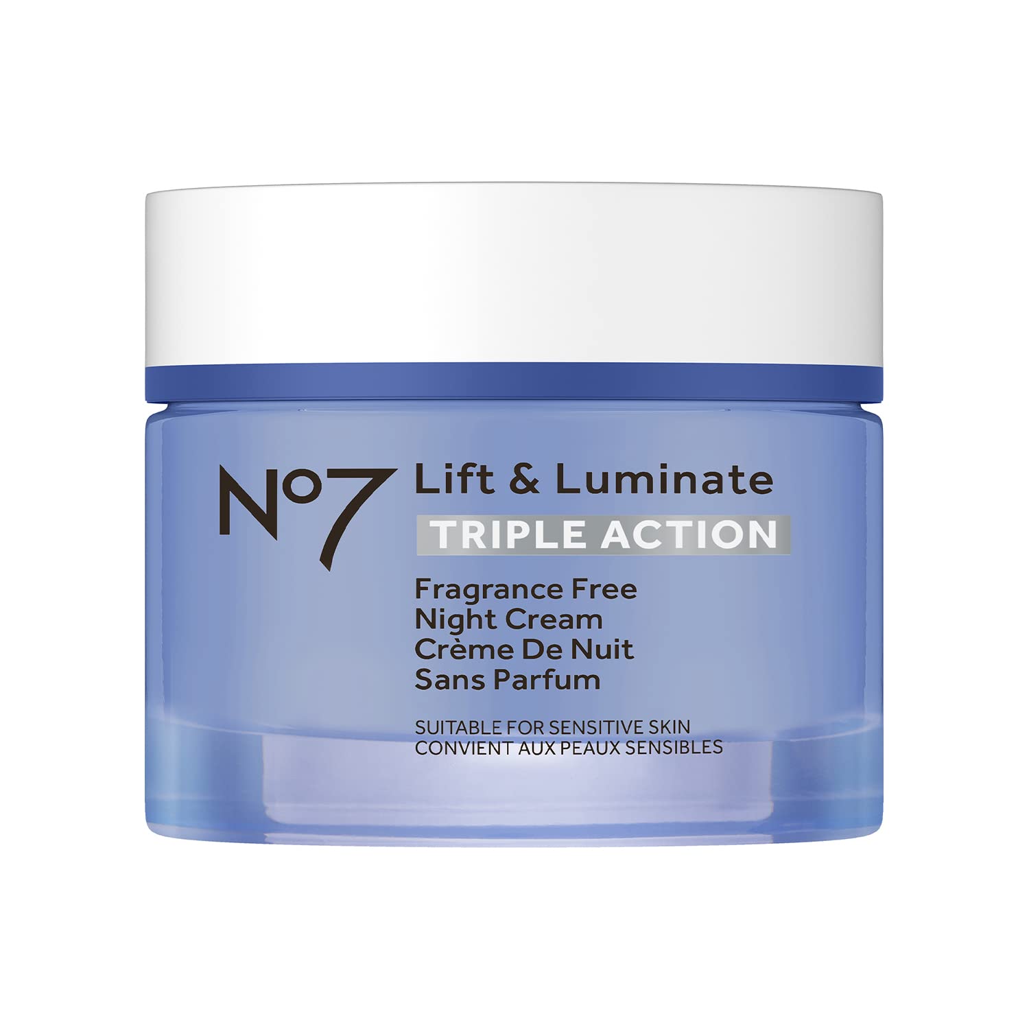 No7 creama de noche frontal 50 ml mostrando el envase y acabado
