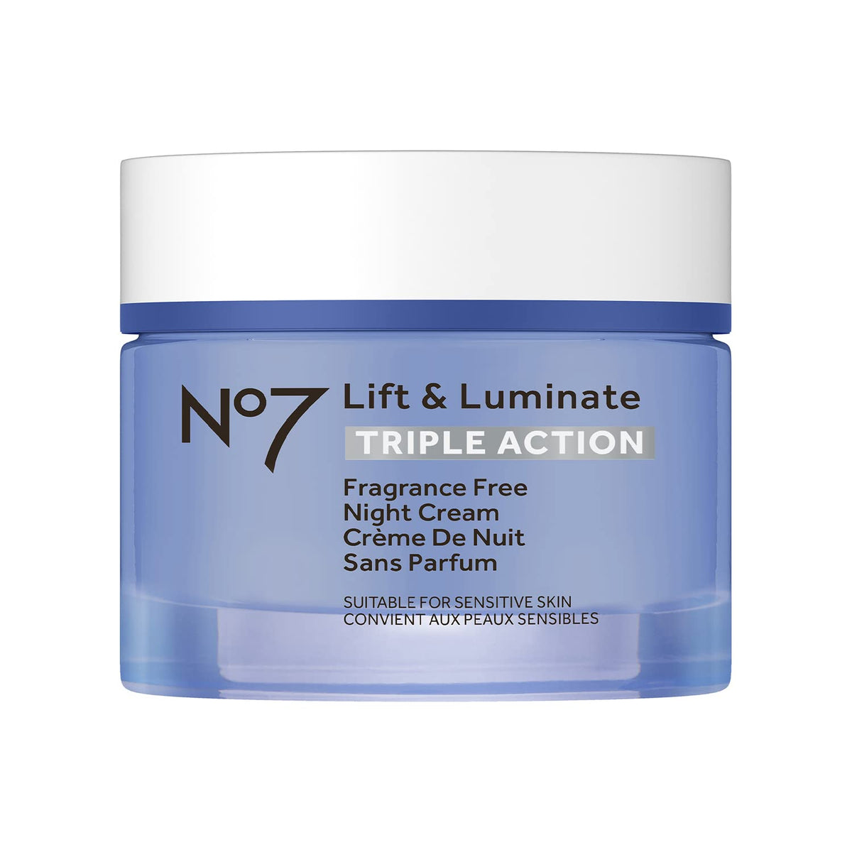 No7 creama de noche frontal 50 ml mostrando el envase y acabado
