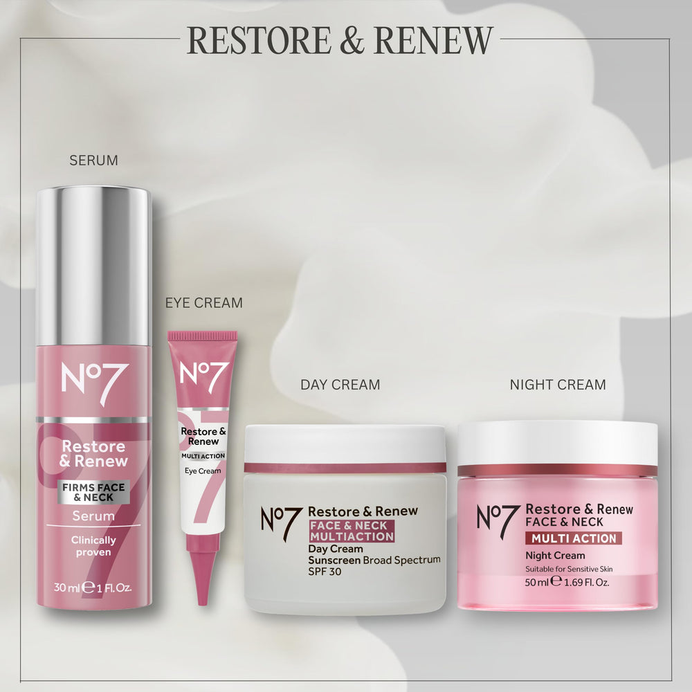 No7 en rutina matutina junto a otros productos para protección diaria
