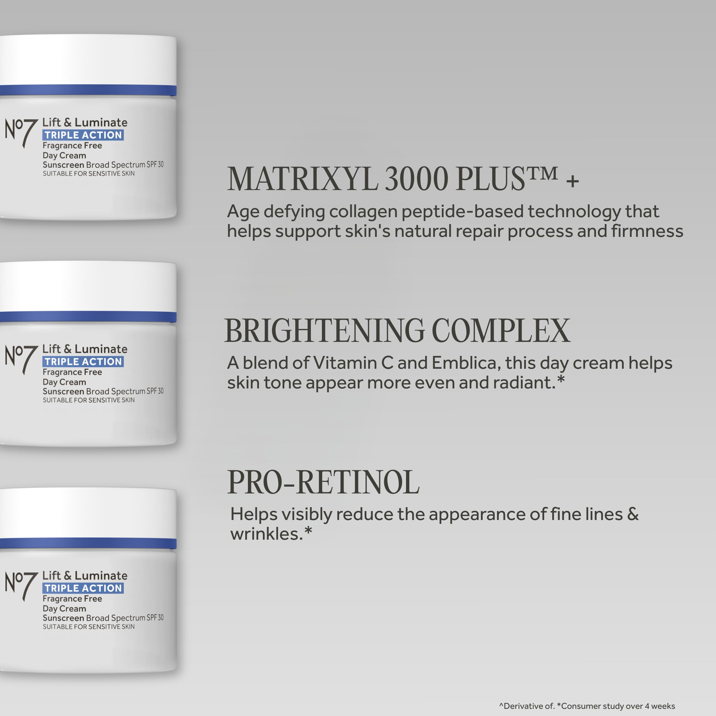 No.7 etiqueta trasera con ingredientes y protección SPF