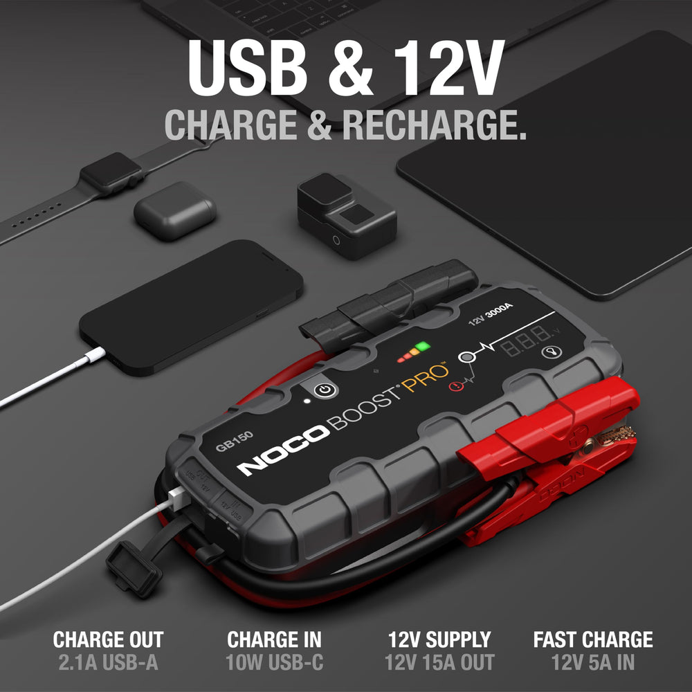NOCO Boost GB150 en uso arrancando un coche, mayor tranquilidad