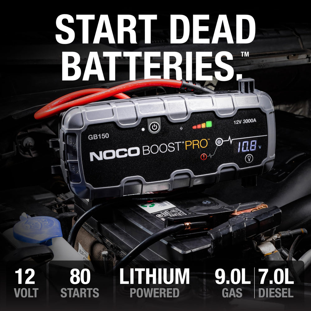 NOCO Boost GB150 con pinzas pesadas para transferir potencia segura