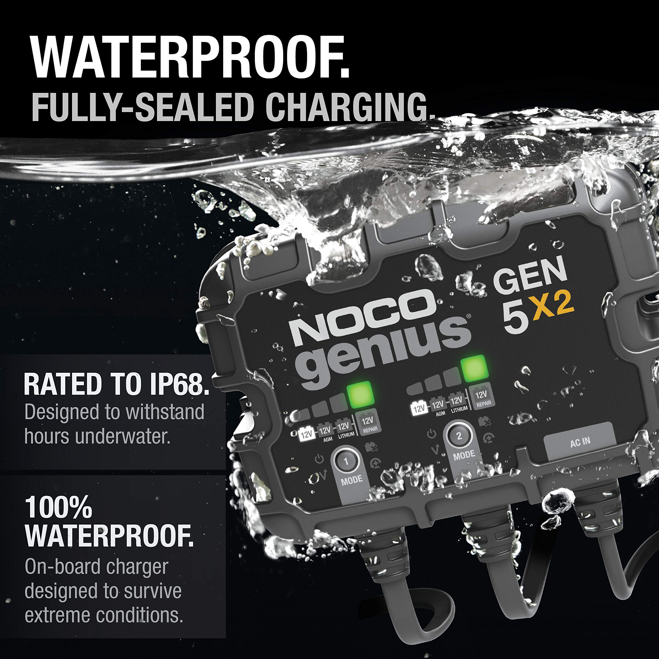 NOCO GEN5X2 cables DC y AC incluidos listos para instalación rápida