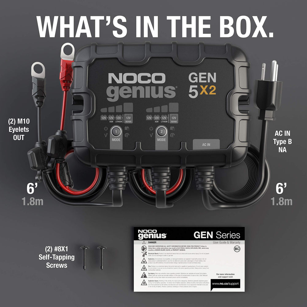 NOCO GEN5X2 etiqueta con certificaciones UL e ISO, seguridad certificada