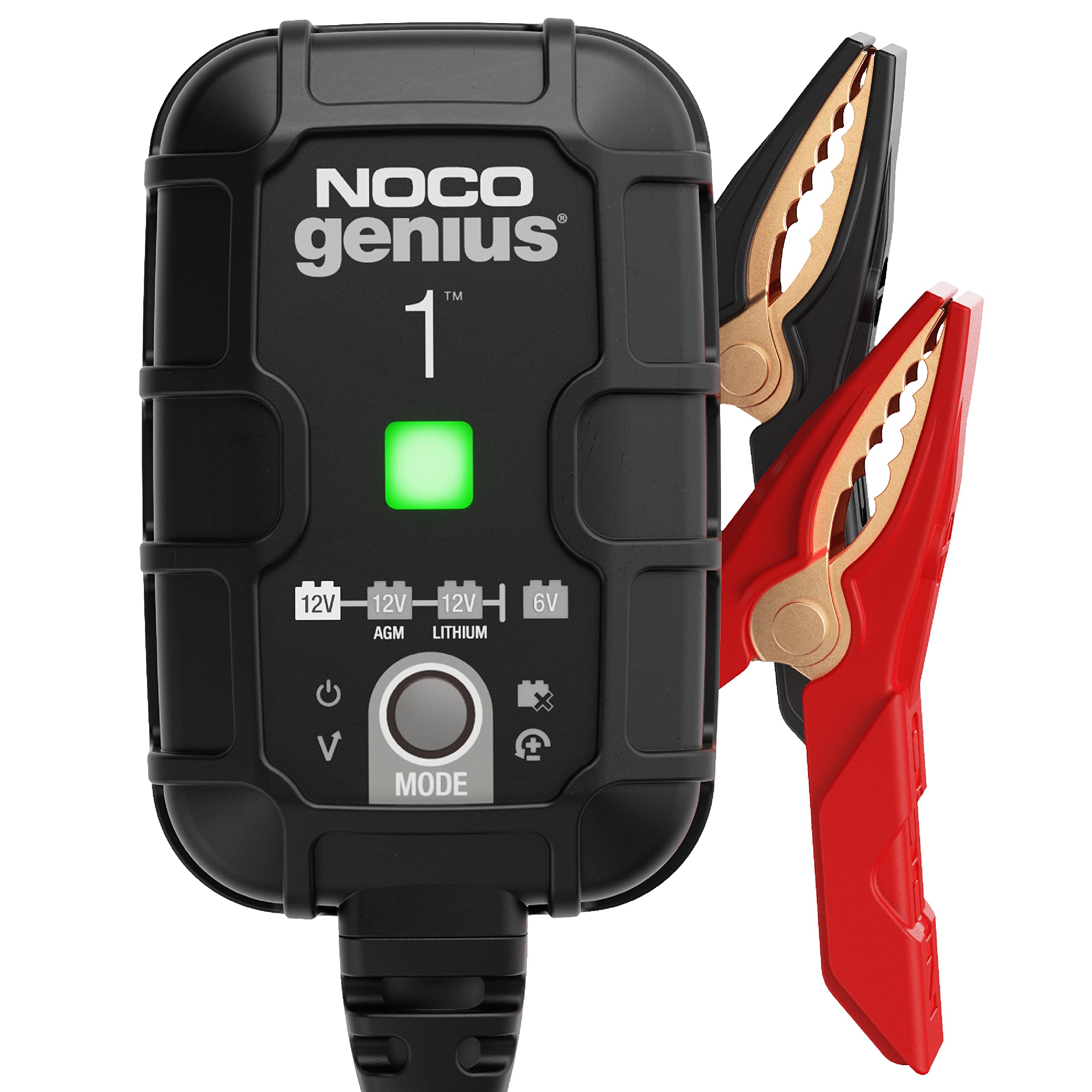 NOCO GENIUS1 frontal mostrando carcasa compacta y control sencillo