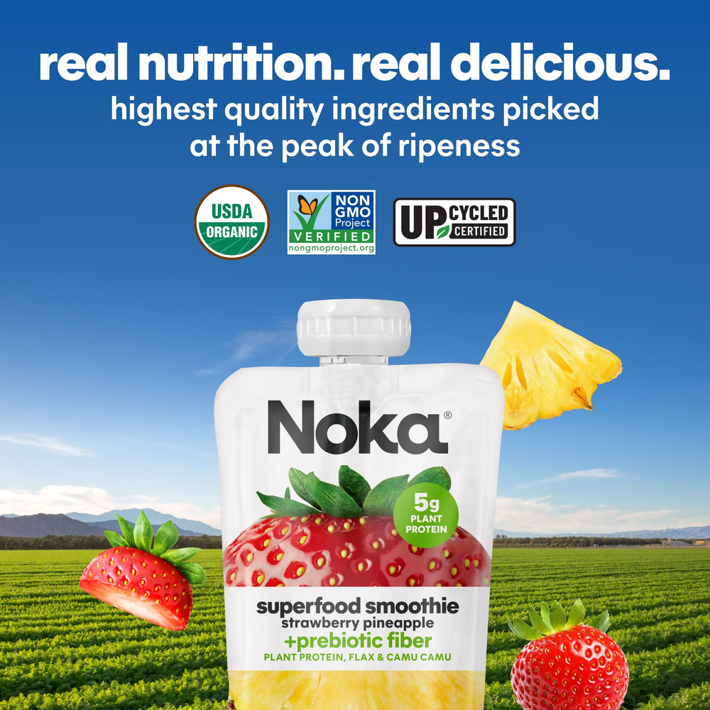 NOKA ingredientes orgánicos apilados, transparencia y origen vegetal