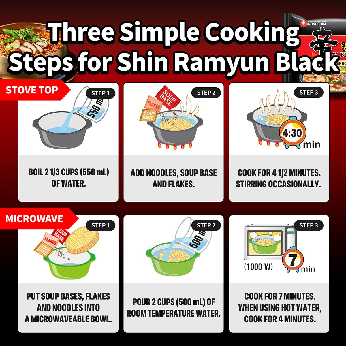 Nongshim pack de 16 en una despensa organizado para aprovisionar