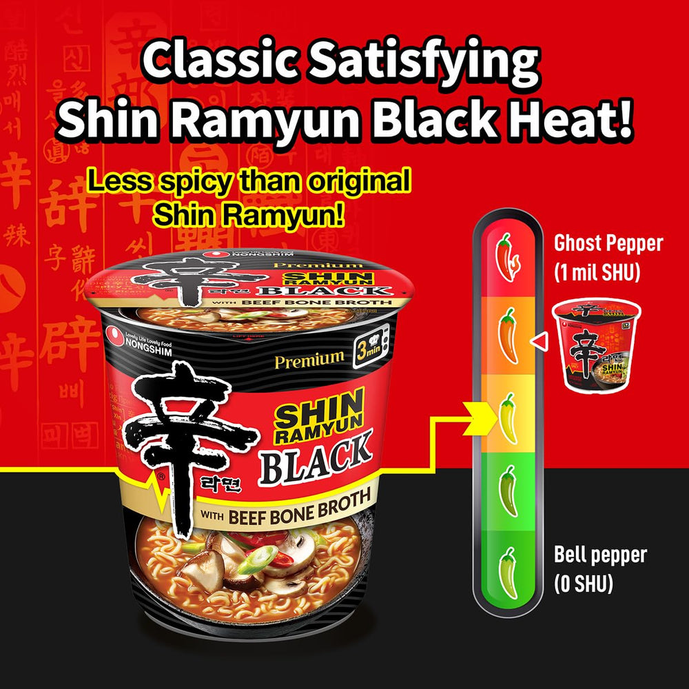 Nongshim Shin Ramyun Black vaso en microondas listo para calentar rápido