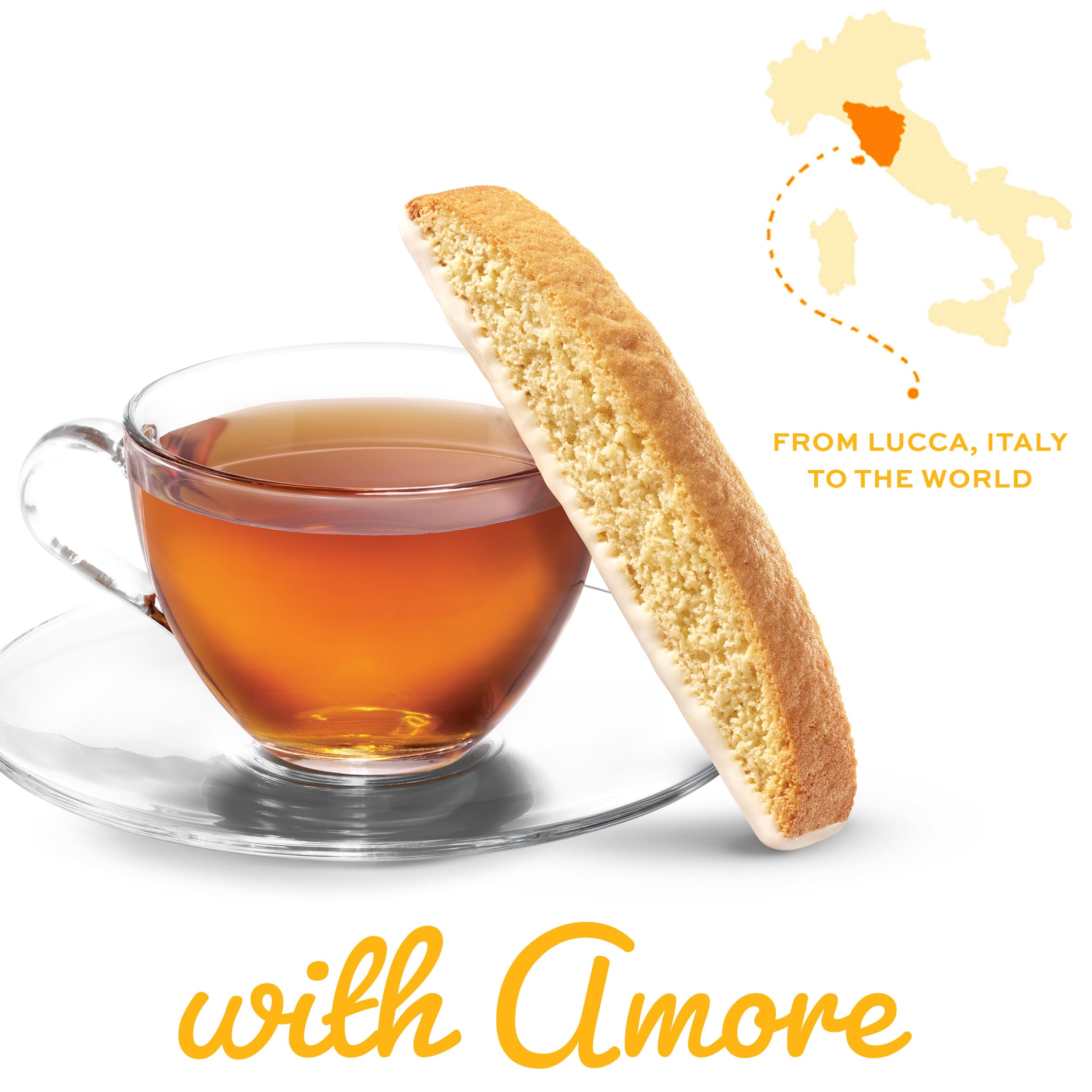 Nonni's biscotti junto a una regla para comparar tamaño y porción