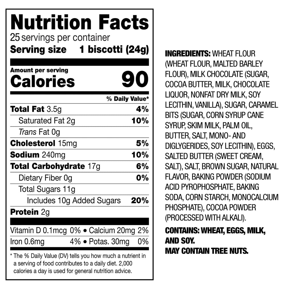 Nonni's etiqueta de ingredientes y certificaciones útil para alérgenos