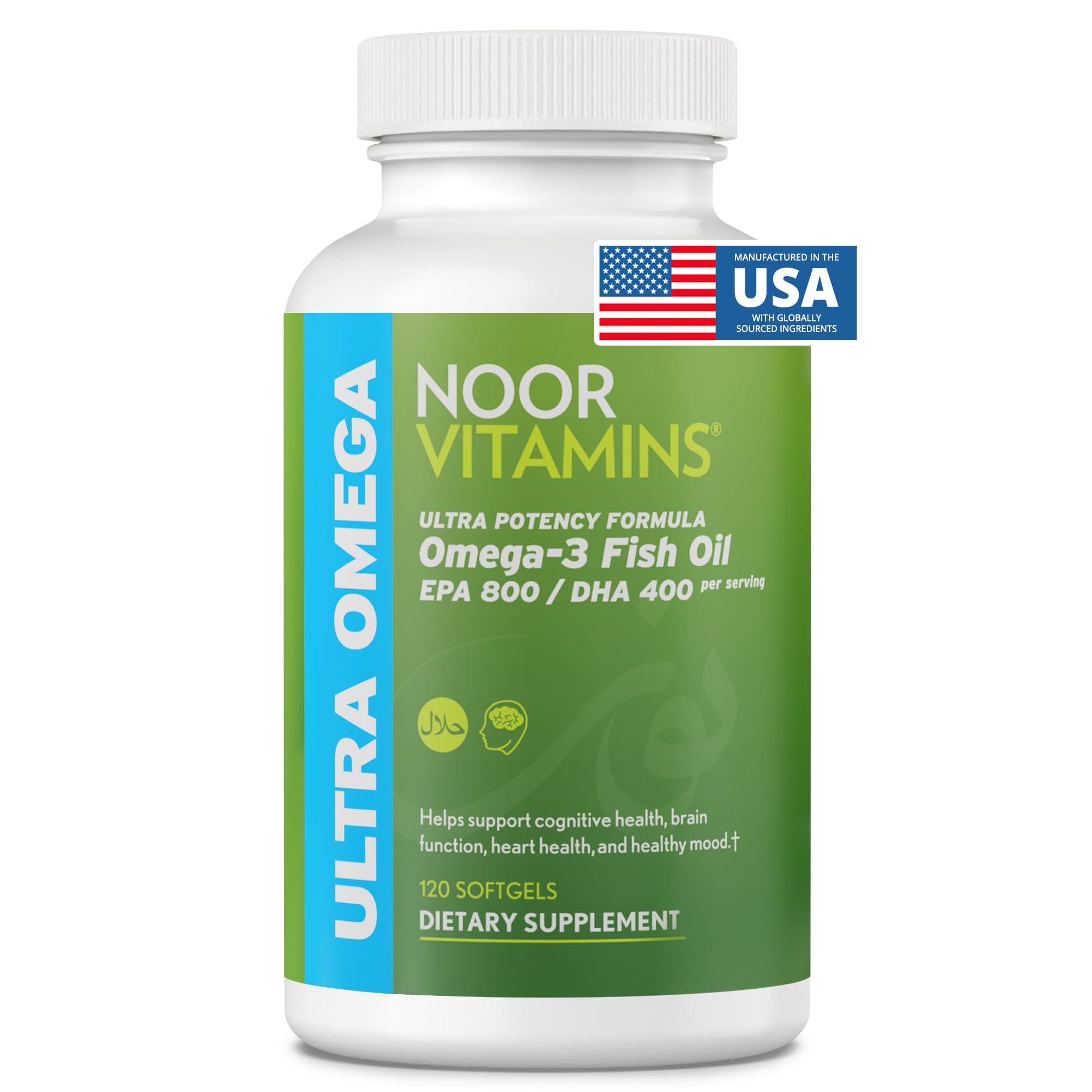 Noor Vitamins frasco frontal mostrando etiqueta clara y beneficios