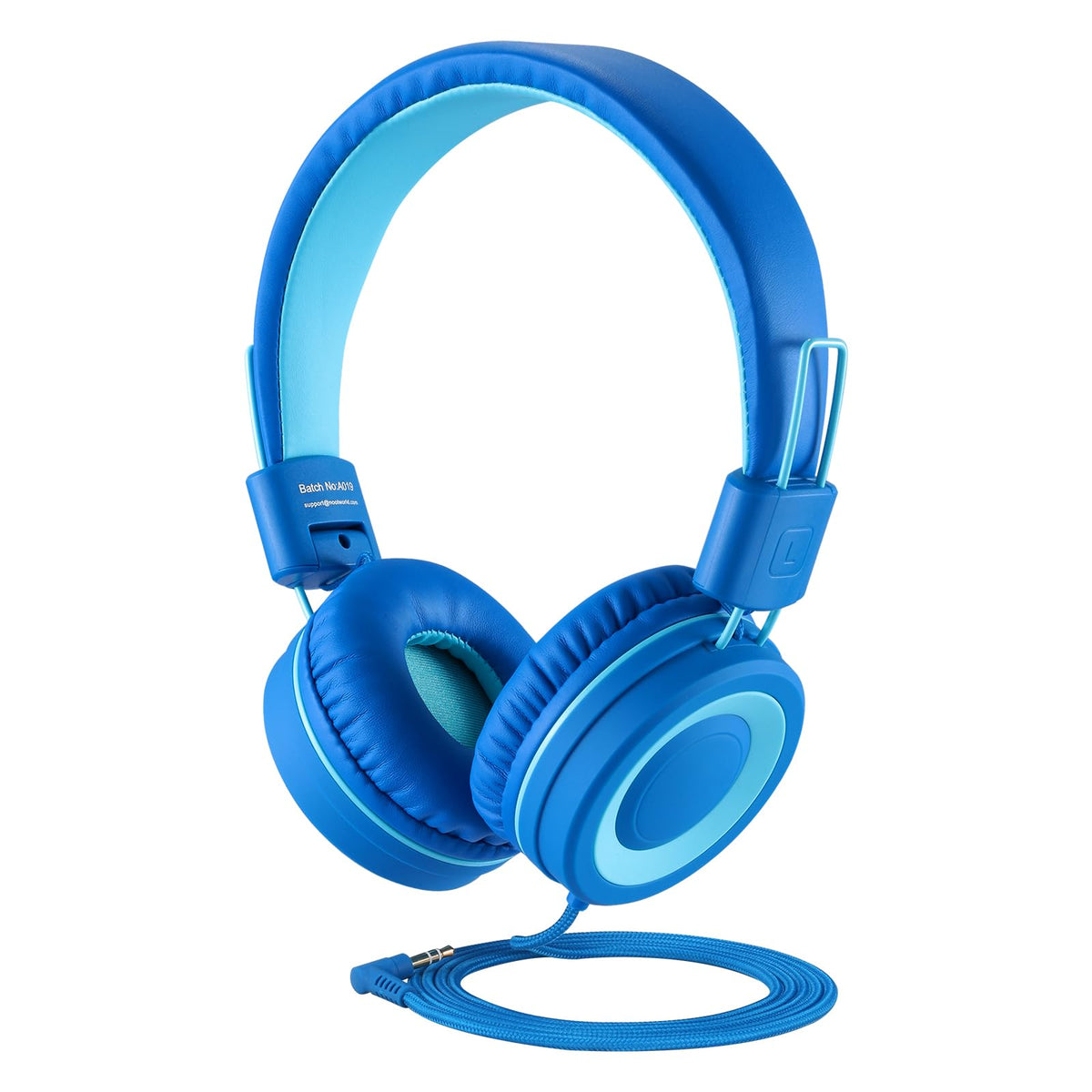 noot products vista frontal del auricular con acabado azul y diseño resistente
