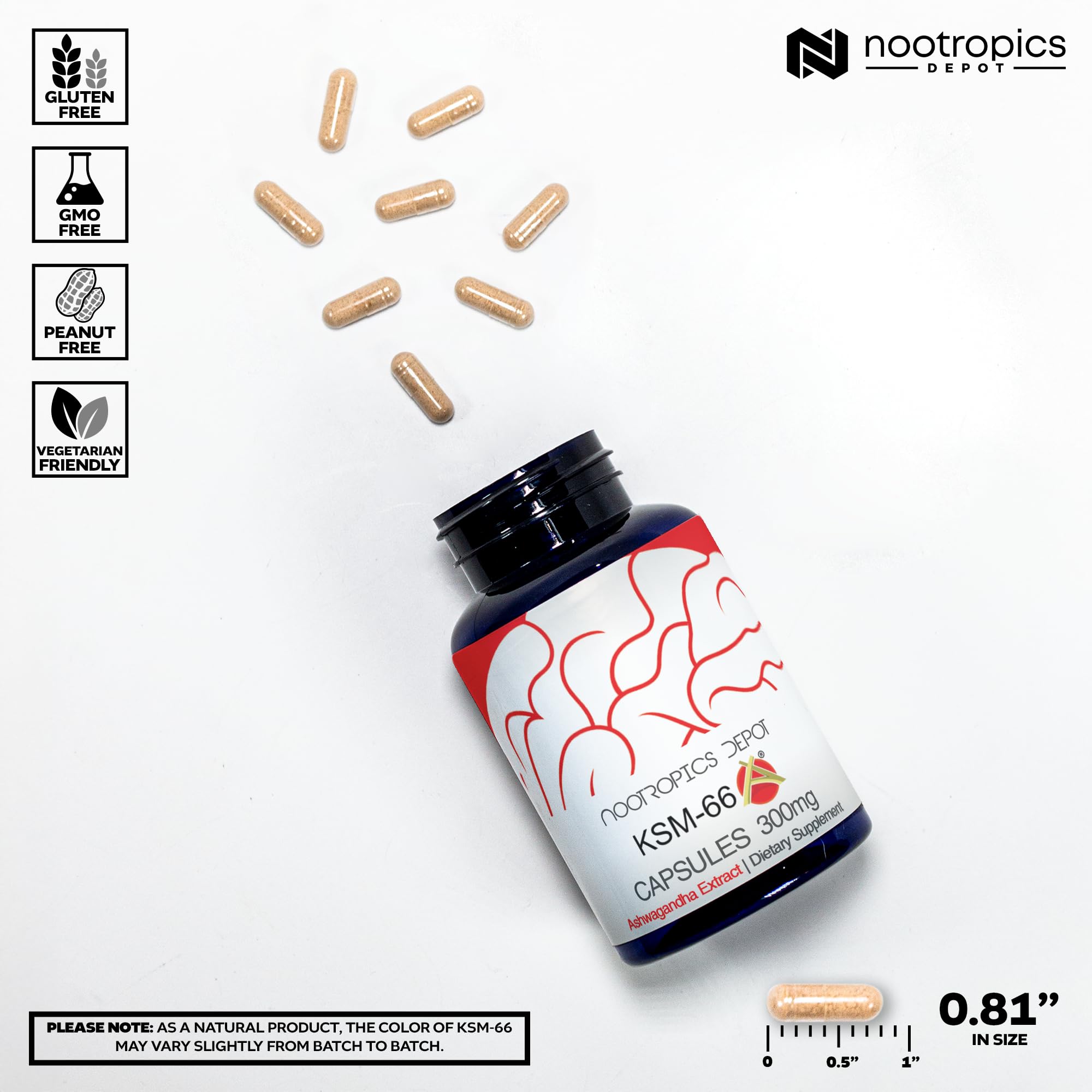Nootropics Depot polvo de raíz de ashwagandha que ilustra pureza