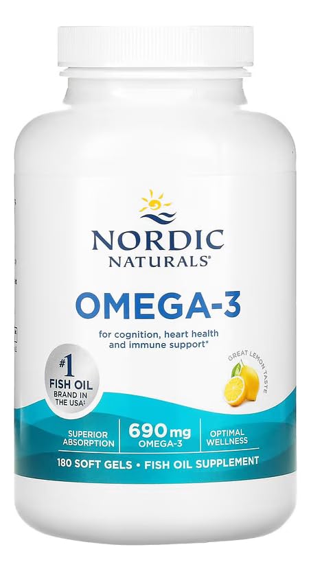 Nordic Naturals botella abierta con cápsulas listas para usar y conservación