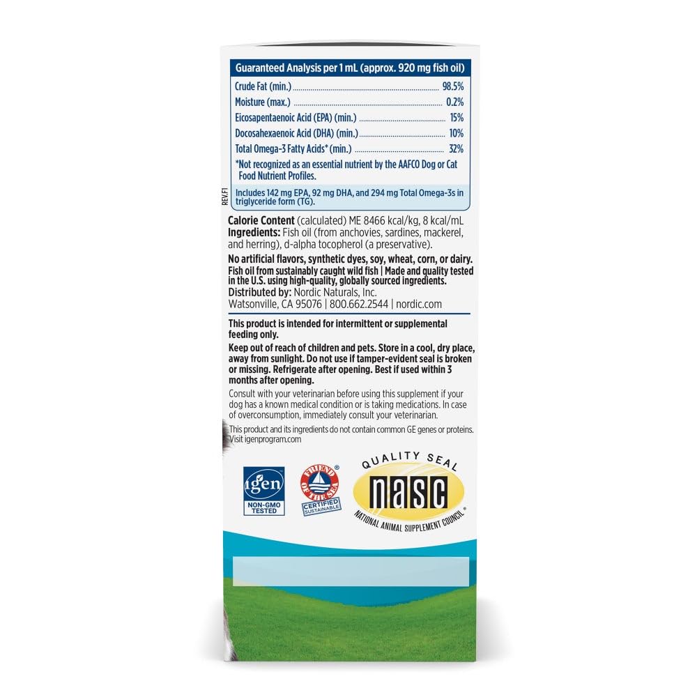 Nordic Naturals botella con enfoque en textura del aceite y pureza