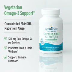 Nordic Naturals cápsula en mano para comparar tamaño y dosificación práctica