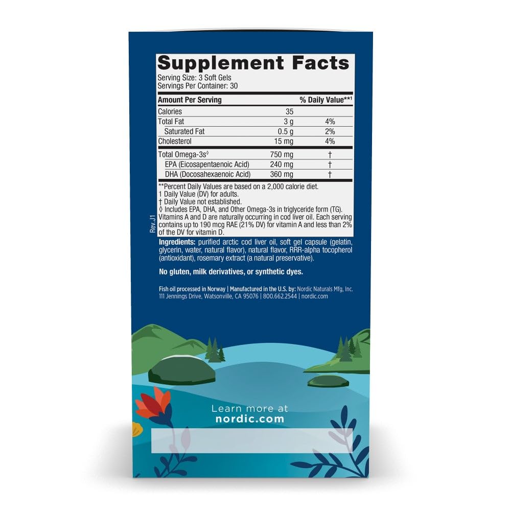 Nordic Naturals cápsulas blandas mostrando tamaño y forma fácil de tragar