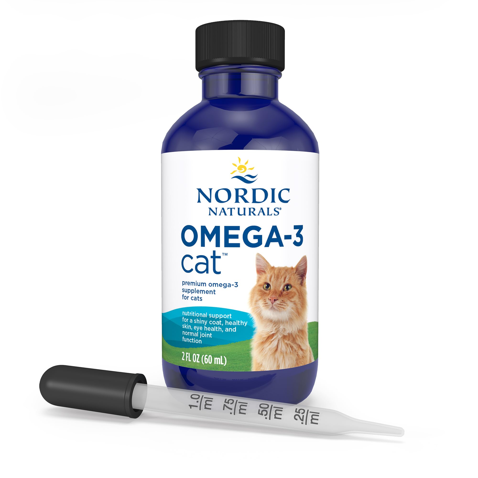 Nordic Naturals administrador aplicando aceite a comida de gato, facilita dosis