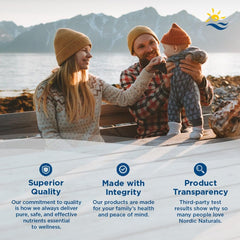 Nordic Naturals etiqueta del envase detallando ingredientes y garantía de pureza