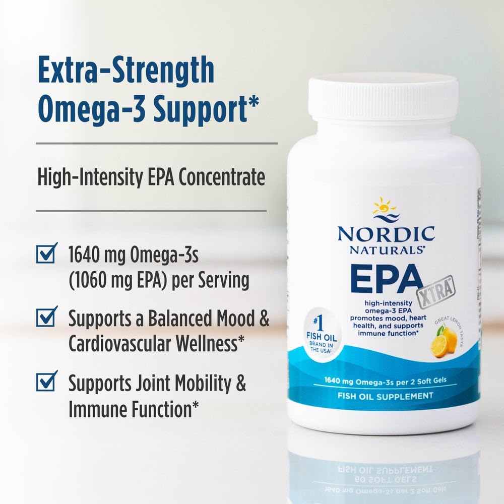 Nordic Naturals presentación en mesa con toma y alimento para apoyo diario