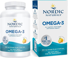 Nordic Naturals frente del envase mostrando 180 cápsulas y la marca confiable