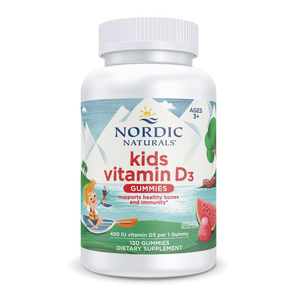 Nordic Naturals envase frontal de gomitas D3 sandía mostrando cantidad