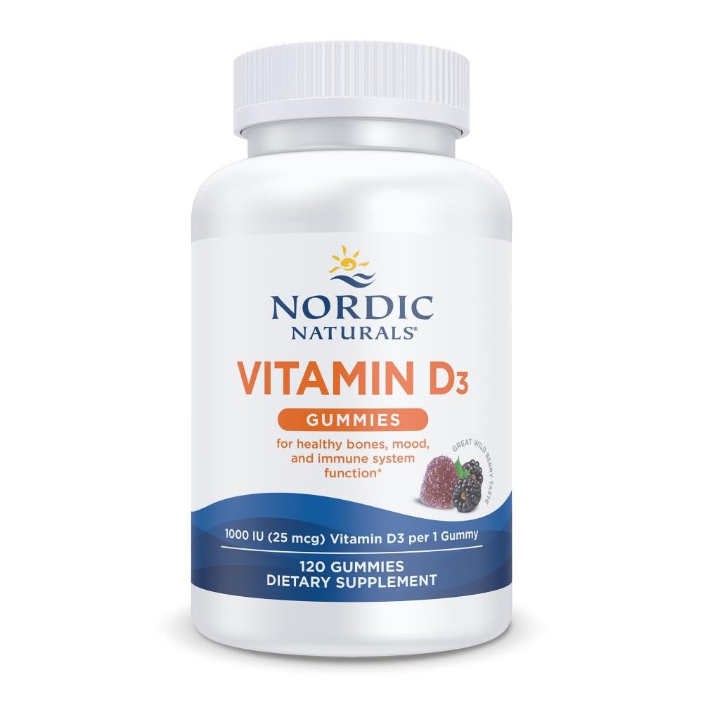 Nordic Naturals frasco frontal con gomitas wild berry y 120 unidades, presentación clara