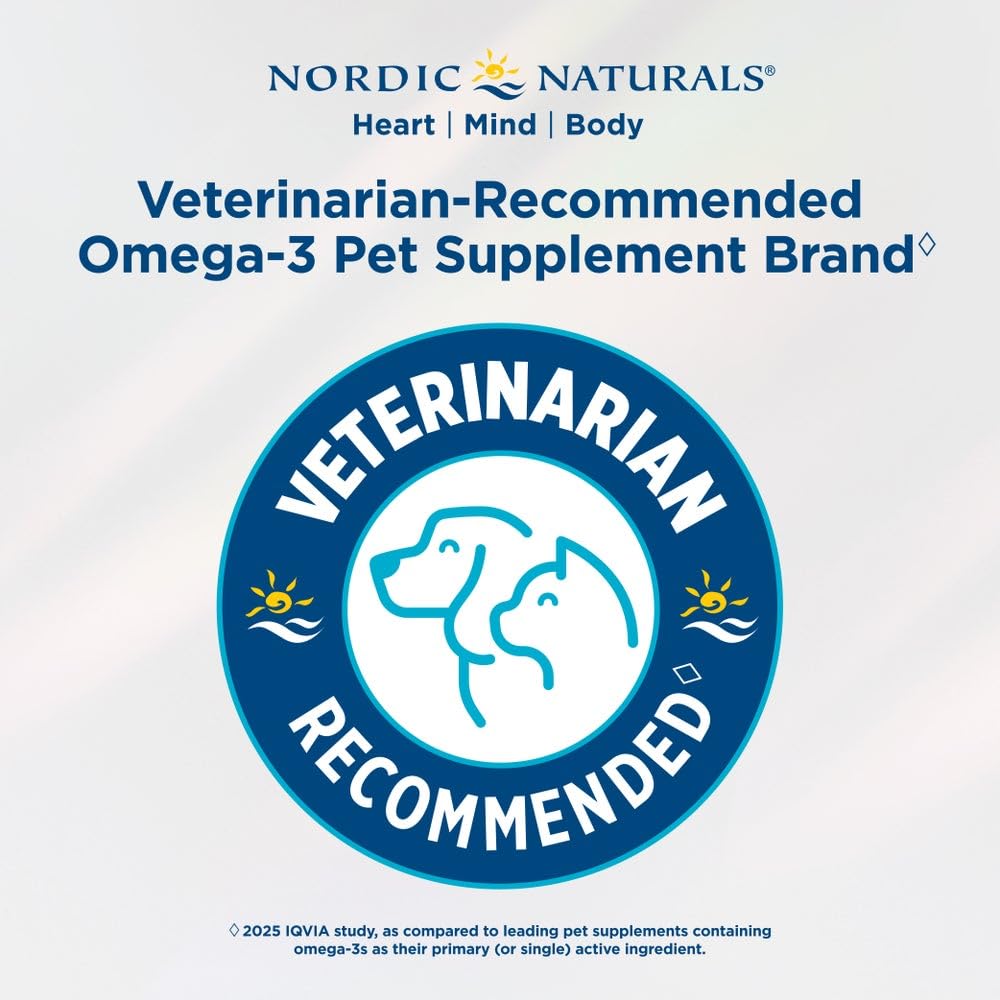 Nordic Naturals perro saludable después de usar el suplemento
