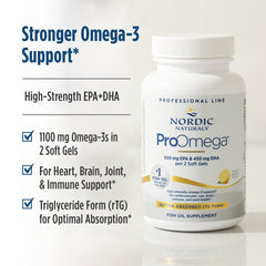 Nordic Naturals aceite de pescado sobre fondo blanco mostrando color y pureza