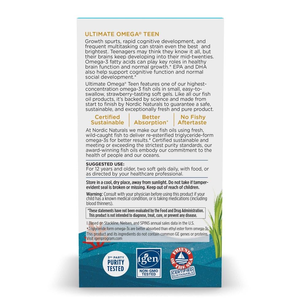 Nordic Naturals etiqueta nutricional en primer plano con información de EPA y DHA