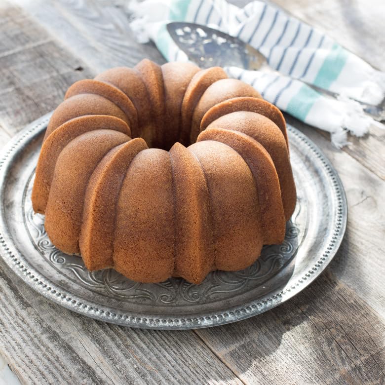 Nordic Ware Bundt pan inside oven demonstrating even heat distribution and browning