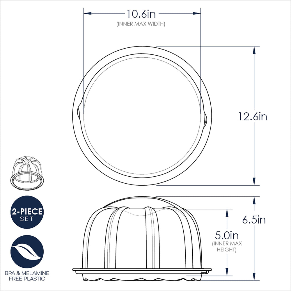 Nordic Ware comparación de tamaño con una mano para ver capacidad práctica