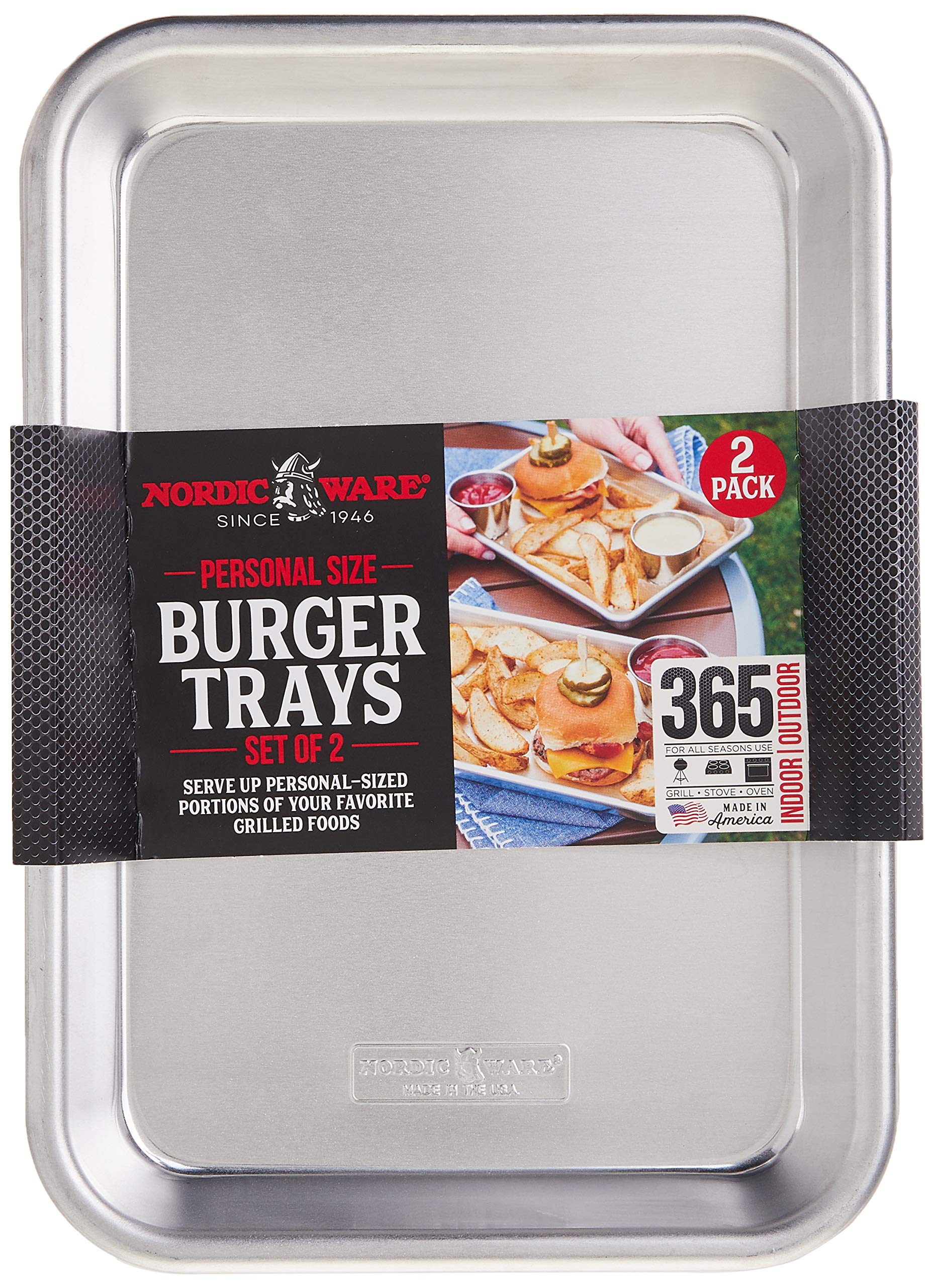 Nordic Ware bandeja con hamburguesa y papas, ideal para servir porciones